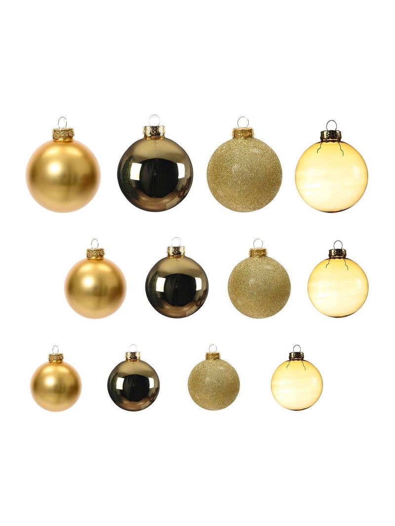 Decoris gold tone glass Christmas baubles pack of 21, imported from the UK
