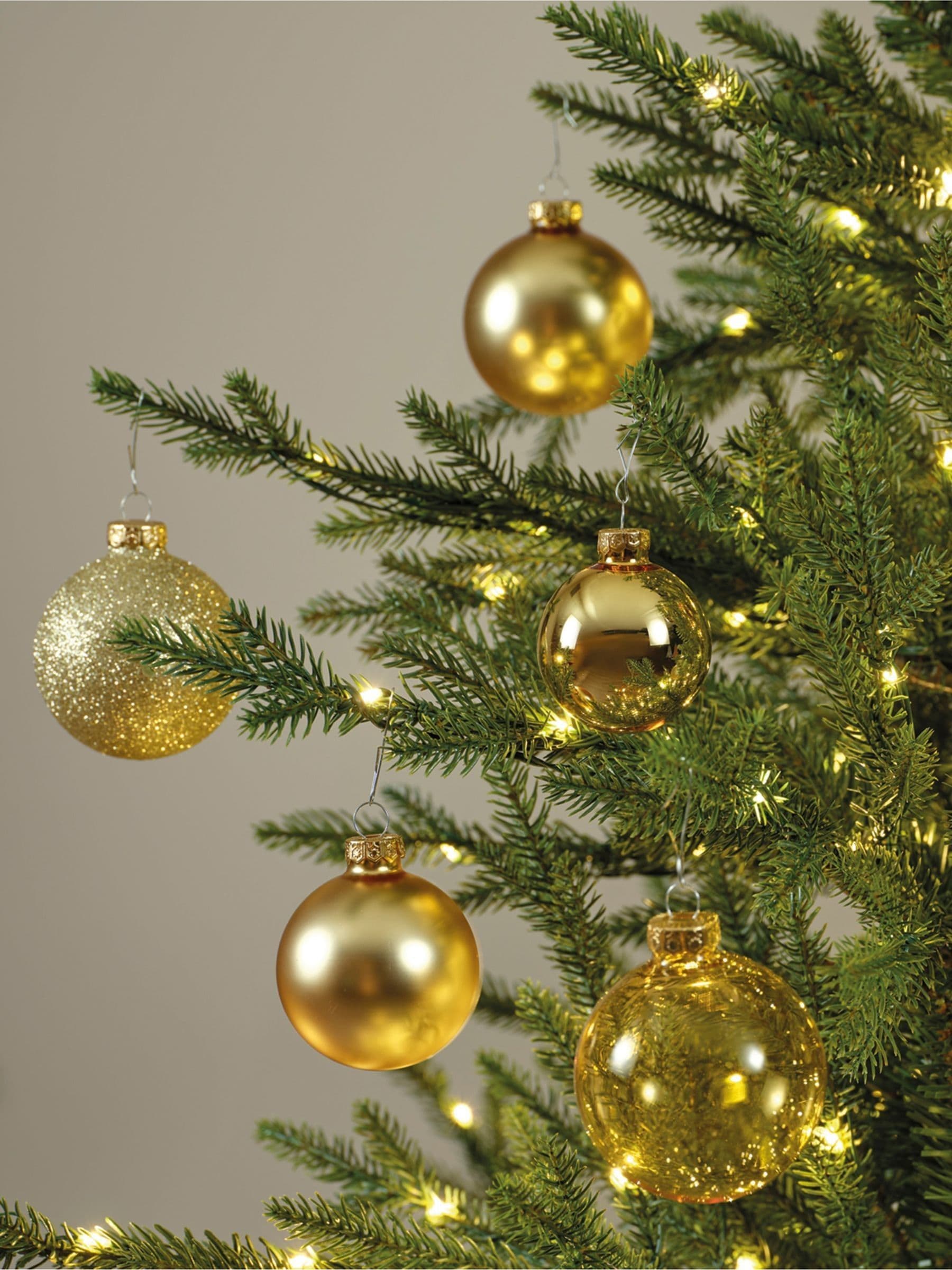 Decoris Gold Tone Pack of 21 Glass Christmas Baubles