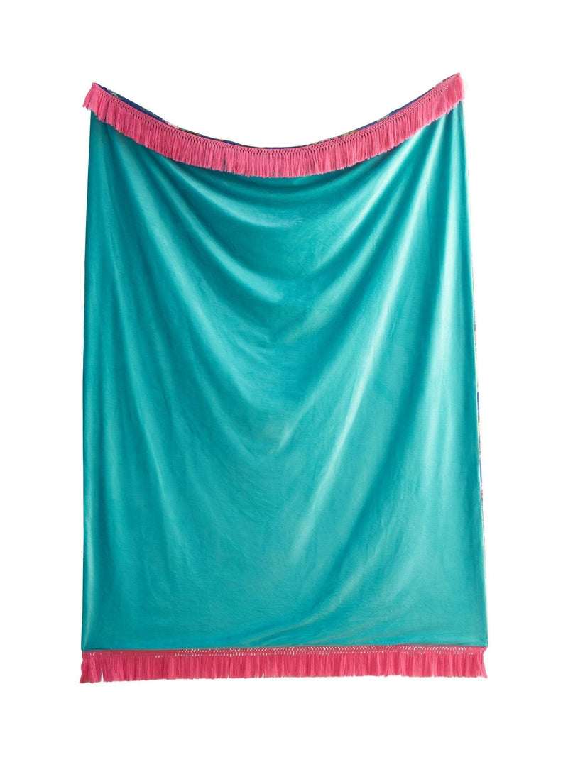 Laurence Llewelyn-Bowen navy velvet throw with floral print (British brand)