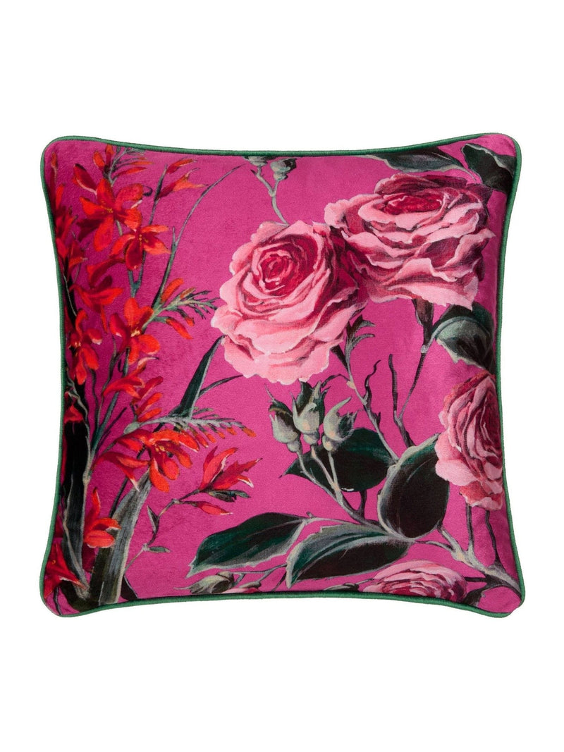 Laurence Llewelyn-Bowen pink velvet floral cushion (British brand)