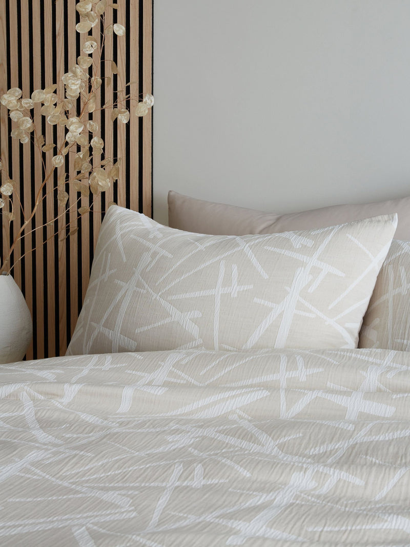 Appletree Natural Otto Textured Jacquard duvet cover set - British product
