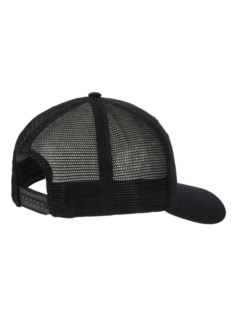 New Balance black stacked patch logo trucker hat, UK version