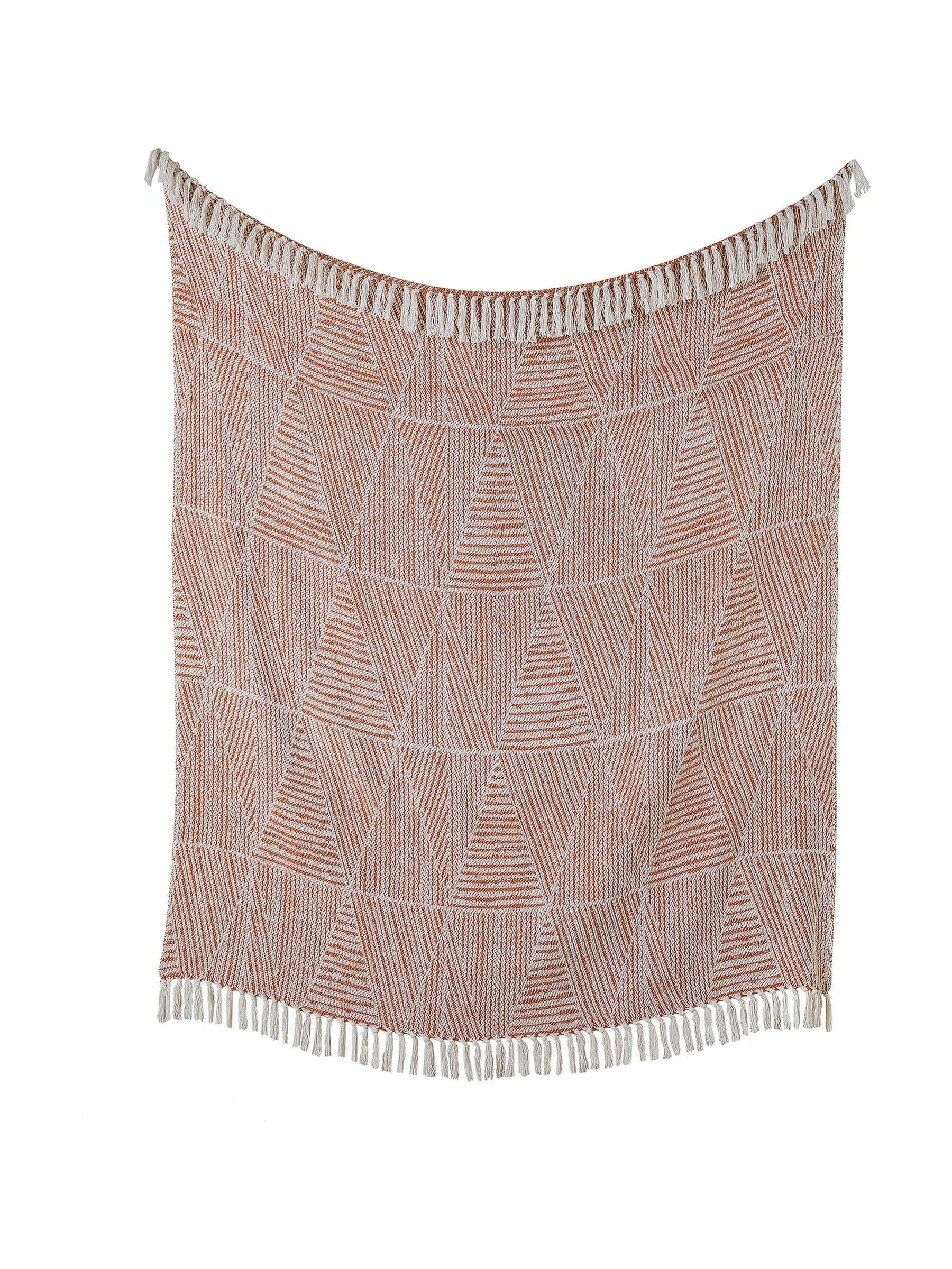 Appletree Myan cotton throw blanket in terracotta, UK version