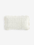 Shabby Chic natural crochet scallop edge cushion 43x43cm, UK version