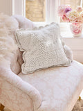 Shabby Chic natural crochet scallop edge cushion 43x43cm, UK version