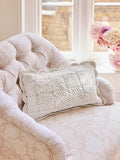 Shabby Chic natural crochet scallop edge cushion 43x43cm, UK version
