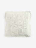 Shabby Chic natural crochet scallop edge cushion 43x43cm, UK version
