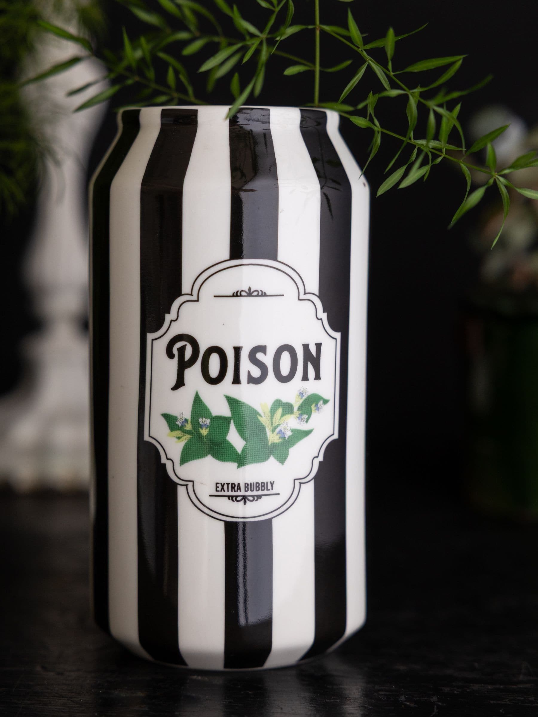 Rockett St George Black White Stripe Poison Can Ornament, imported from the UK