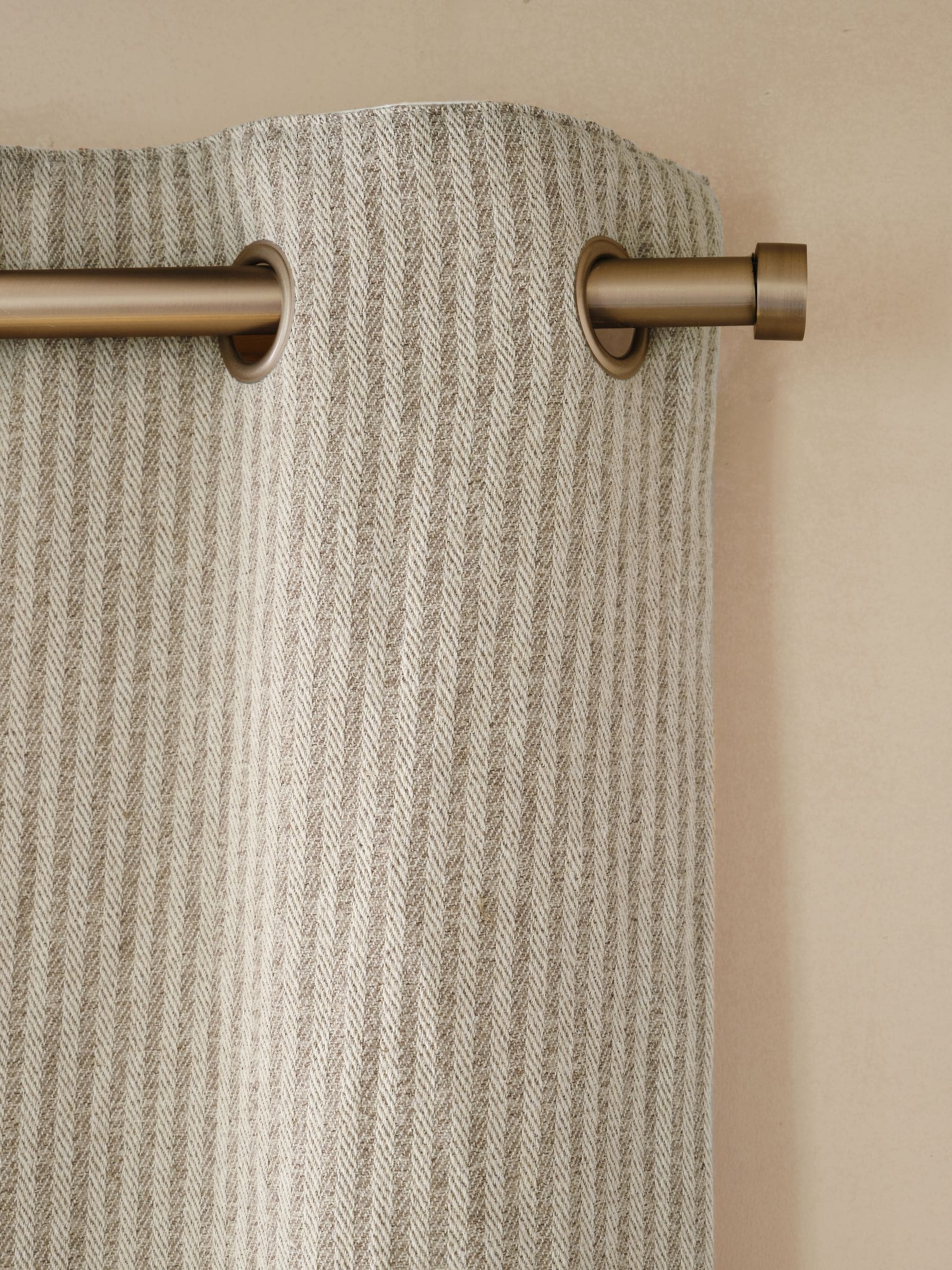 Natural Brushed Stripe Super Thermal Eyelet Curtains