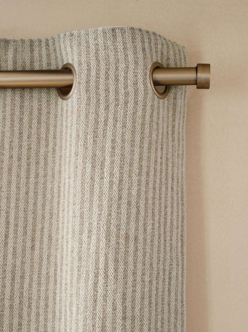 Natural Brushed Stripe Super Thermal Eyelet Curtains