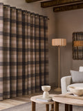 Natural brushed check lined eyelet curtains, imported from the UK