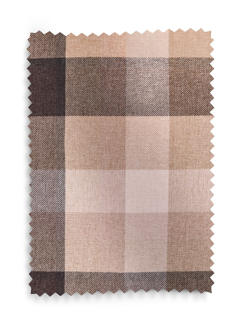 Natural brushed check lined eyelet curtains, imported from the UK