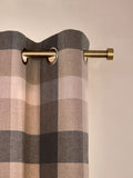Natural brushed check lined eyelet curtains, imported from the UK