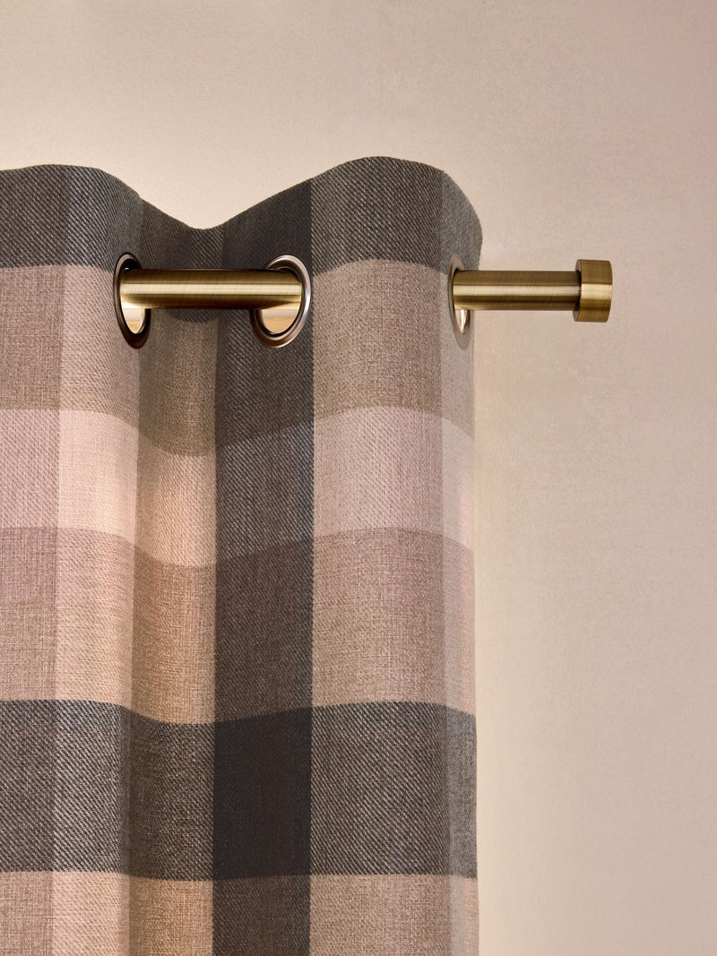 Natural Brushed Check Super Thermal Eyelet Curtains