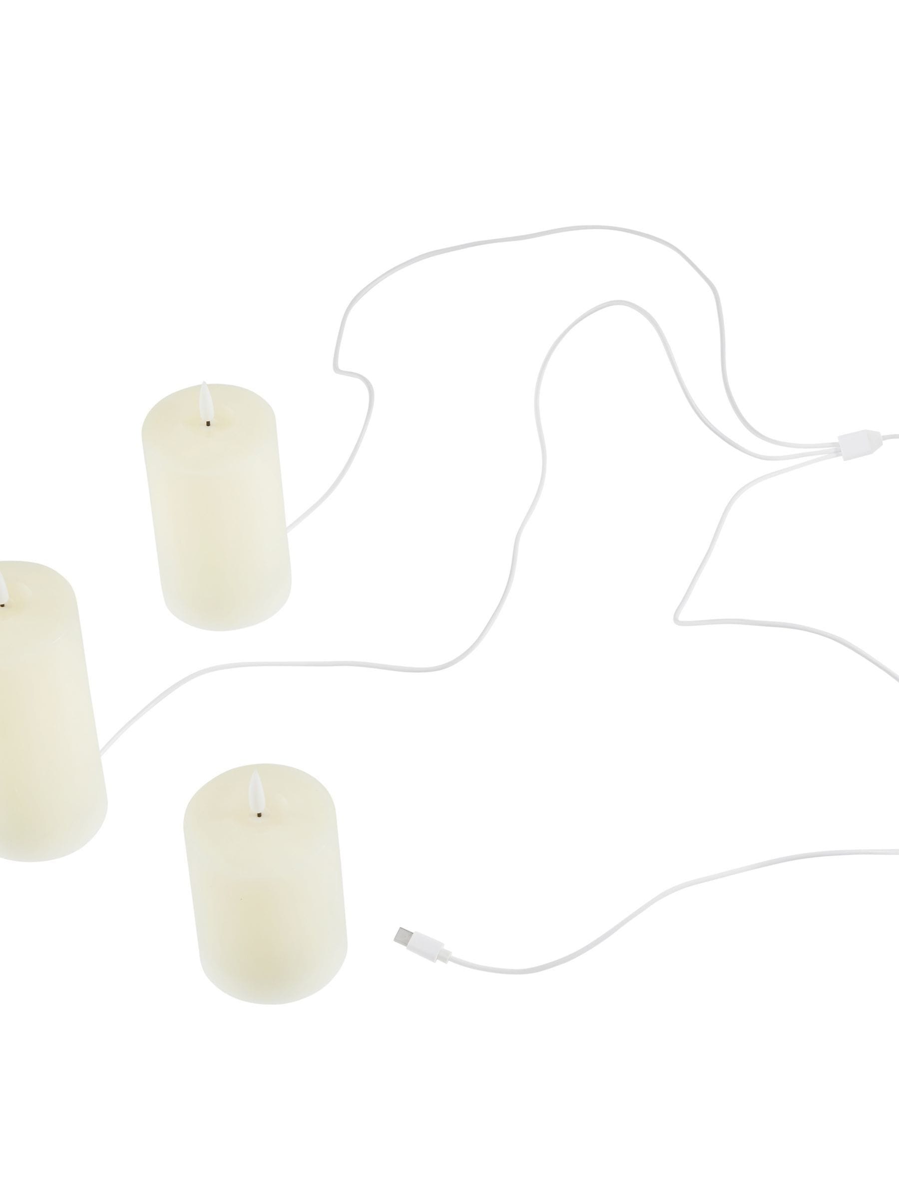 Lights4fun Natural TruGlow rechargeable LED pillar candle trio 15cm, UK version