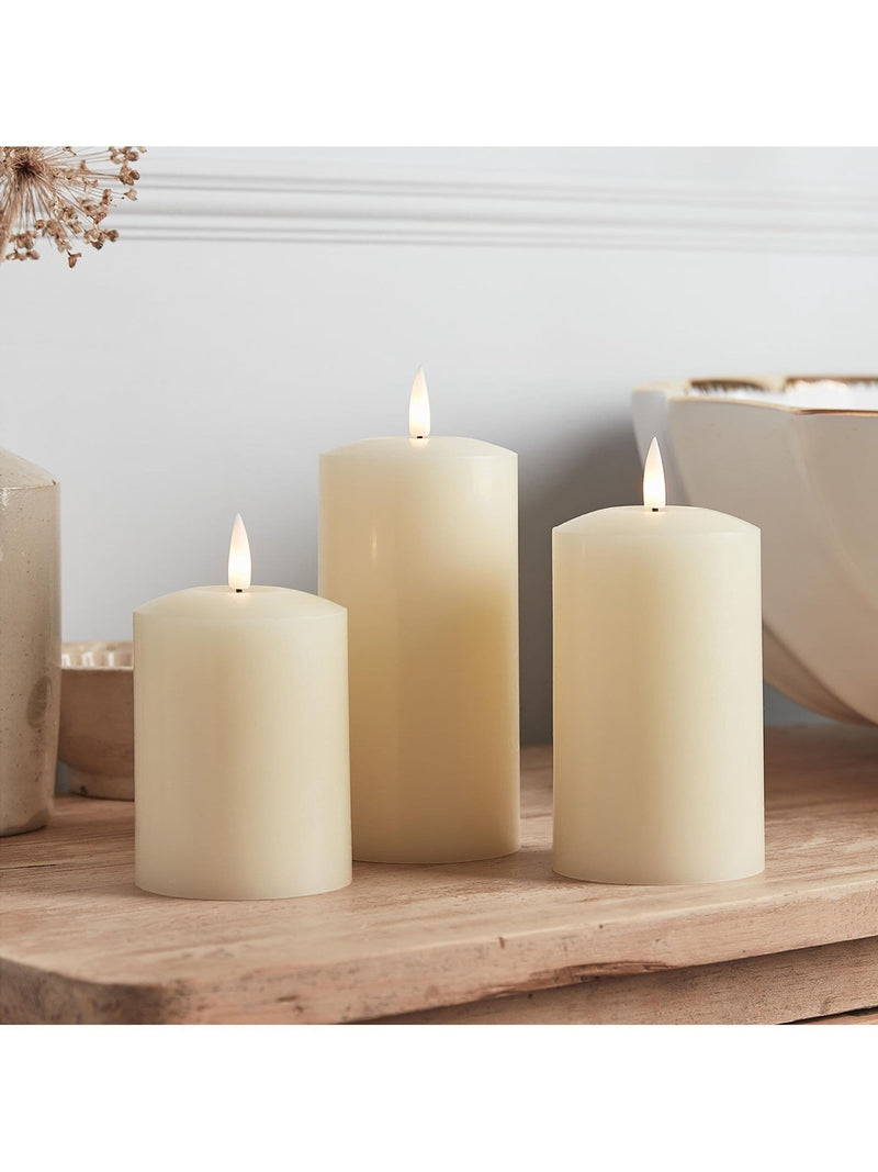 Lights4fun Natural TruGlow® Rechargeable LED Pillar Candle Trio