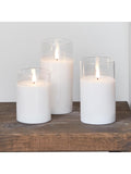 Lights4fun White TruGlow LED glass candle trio 15cm, UK version