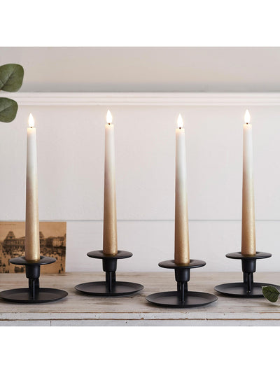 Set de 4 bougies coniques LED TruGlow Bronze Ombré Lights4fun 22 cm