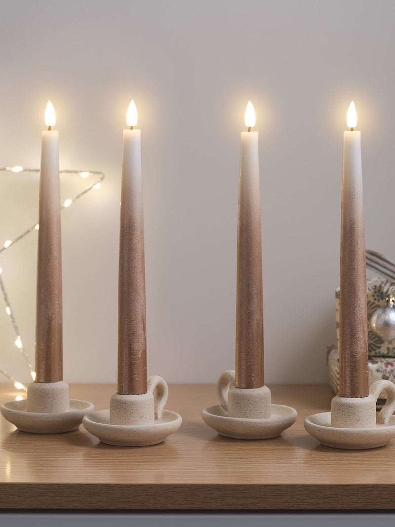 Lights4fun LED taper candles bronze ombre 22cm, UK version