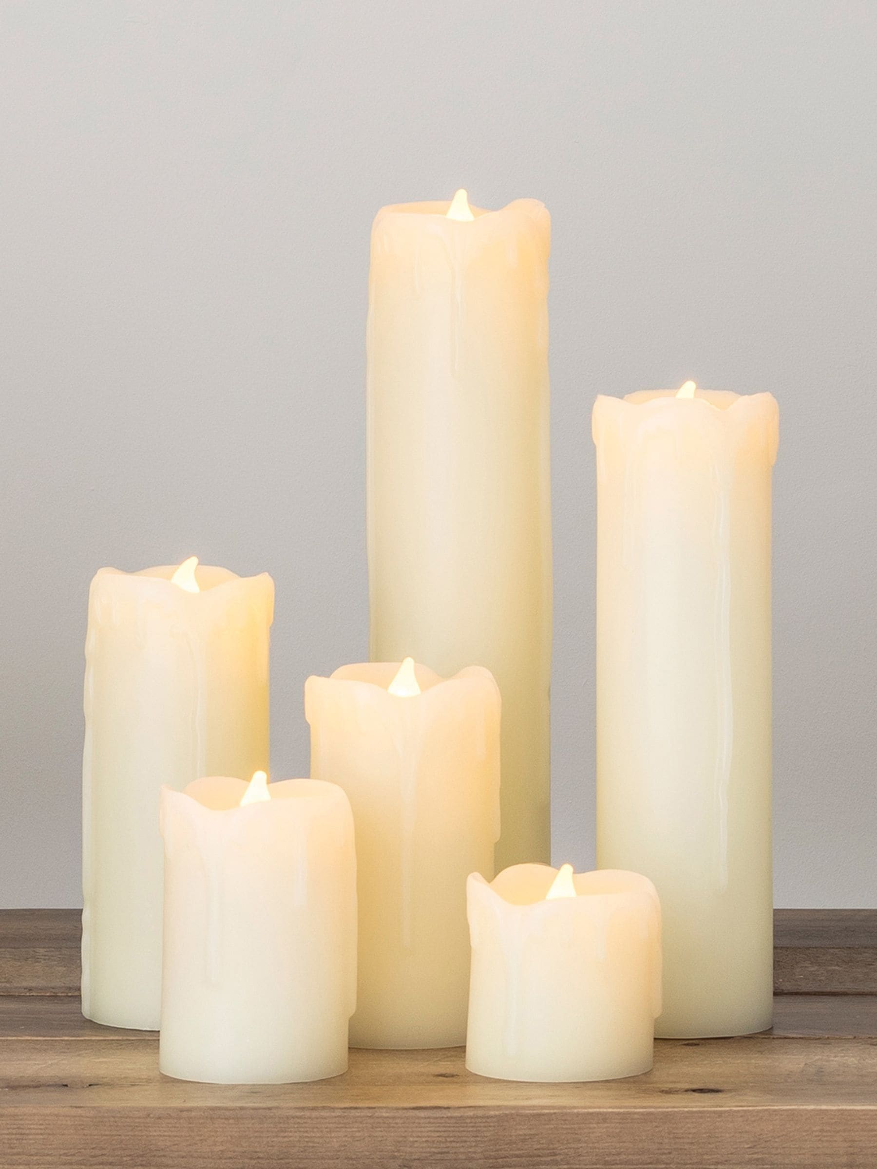 Lights4fun Natural 6 Slim LED Battery Candles With Dripping Wax
