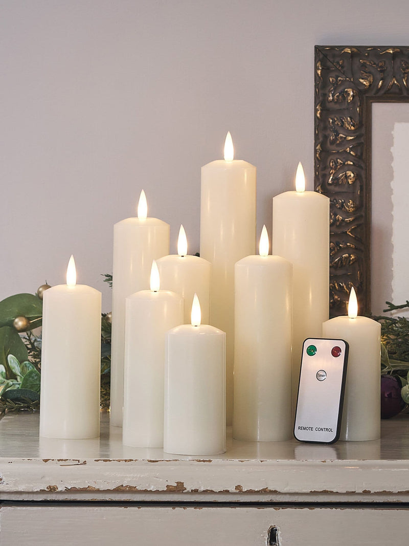 Lights4fun Natural TruGlow LED slim candles, 9 pieces, 22.5cm height, UK version