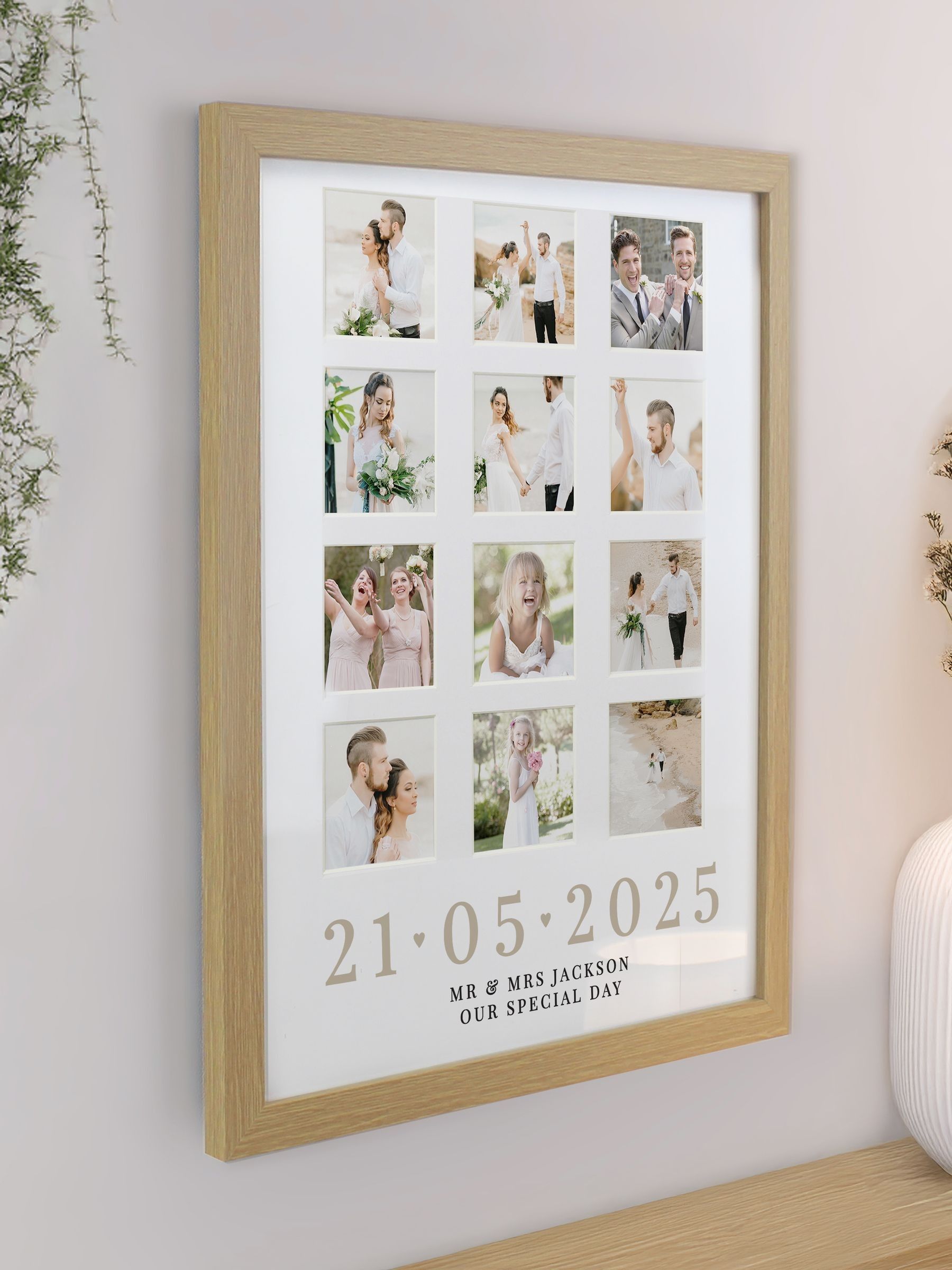 PMC white burgundy personalised photo frame, UK version