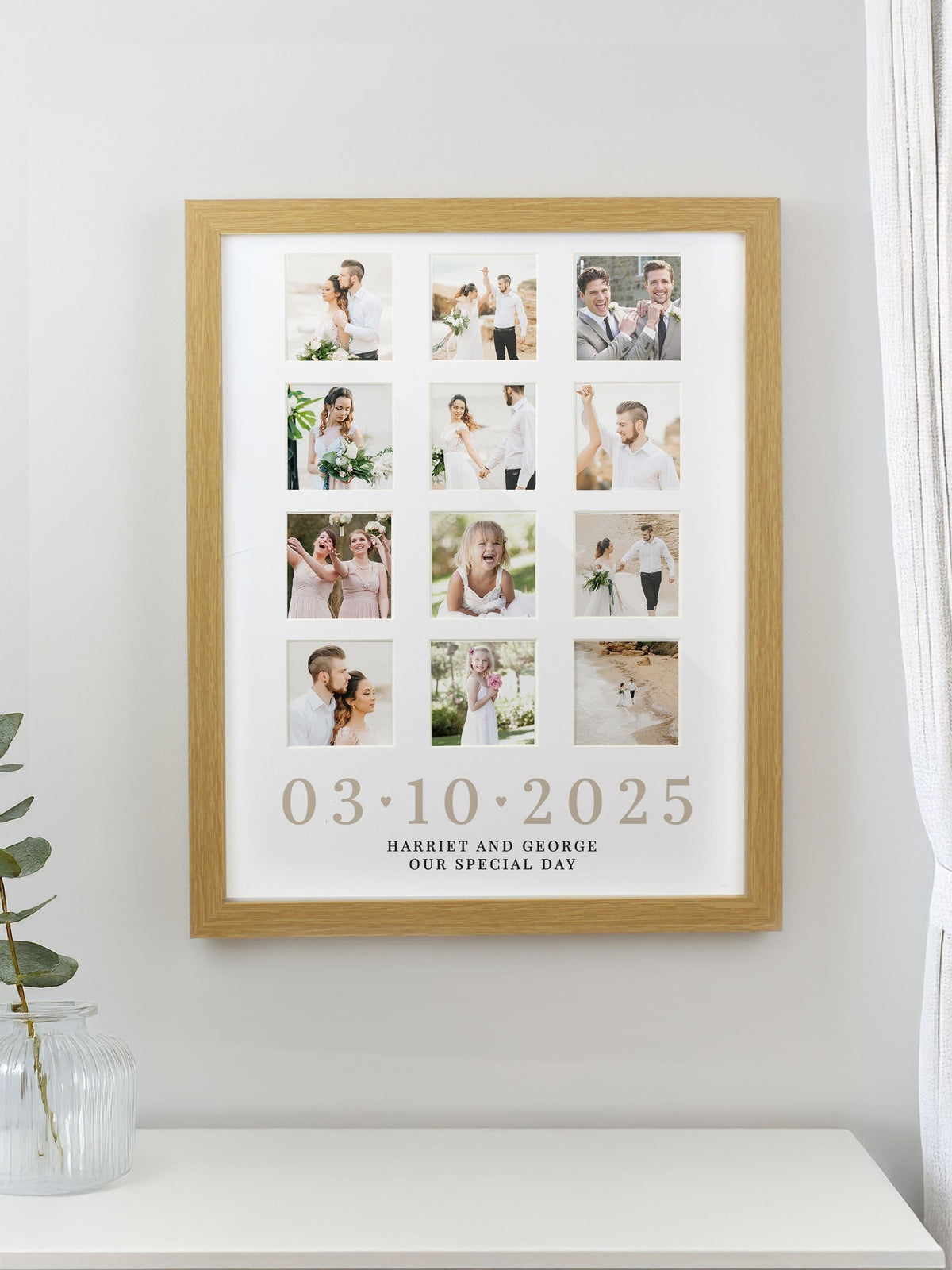 PMC white burgundy personalised photo frame, UK version
