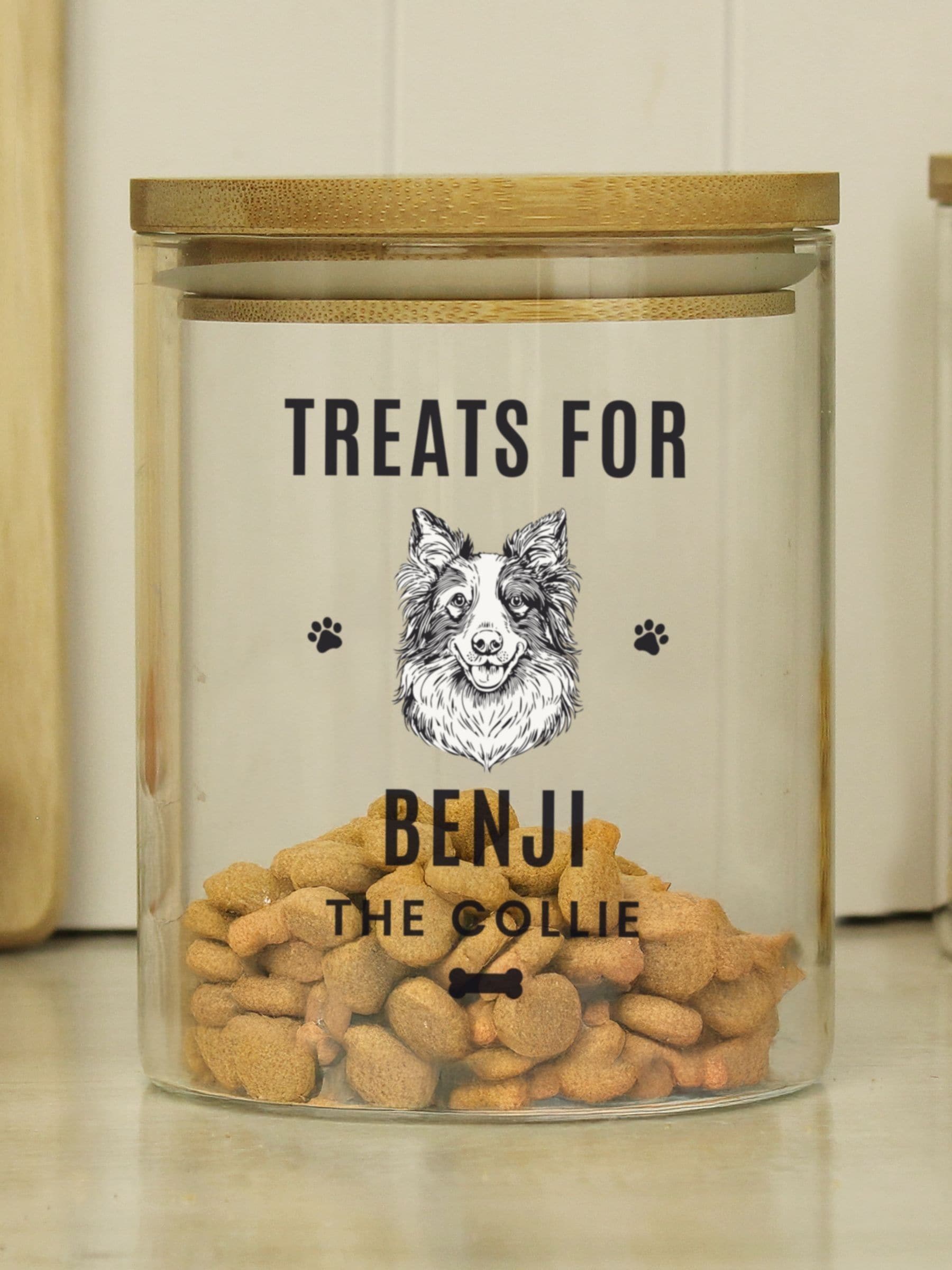 PMC personalised dog breed treat jar 13cm, UK version