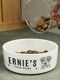 PMC personalised ceramic dog bowl with breed illustration (British brand)