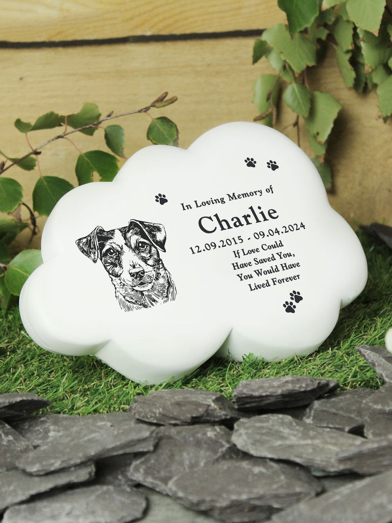 PMC personalised dog garden memorial cloud resin, UK version