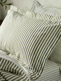 Yard olive green stripe cotton pillowcases set of 2 - British brand