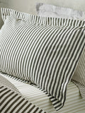 Yard Hebden Melange Stripe Olive Green 100% Cotton Pillowcases (Set of 2)