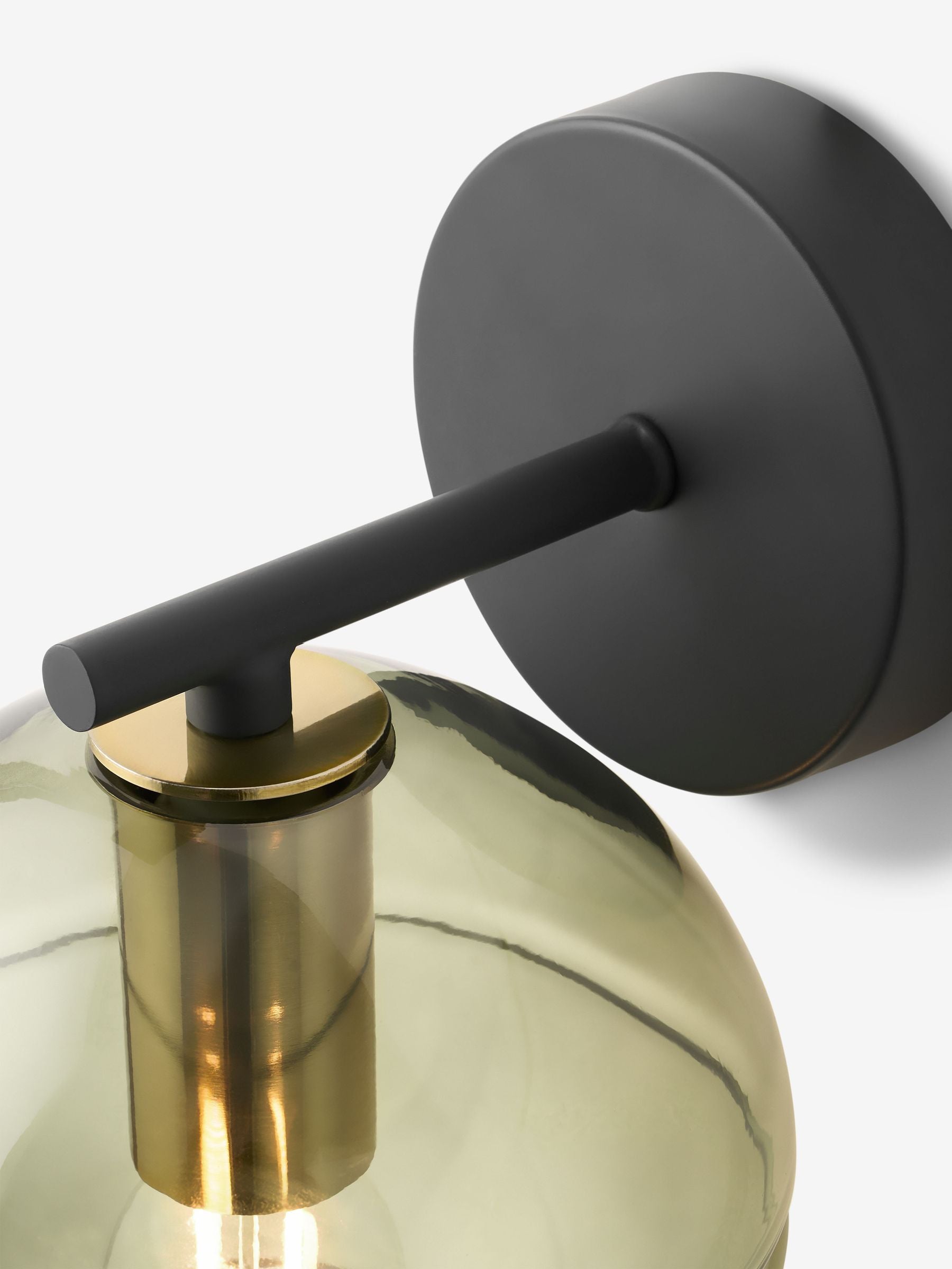 MADE.COM Mika wall light black metal green ribbed glass (British brand)