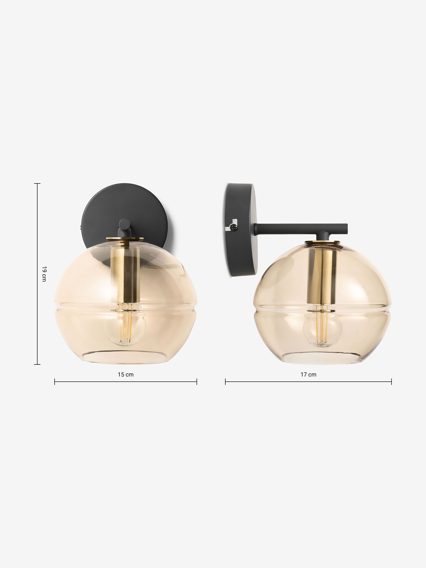 MADE.COM Black/Champagne Mika Wall Light