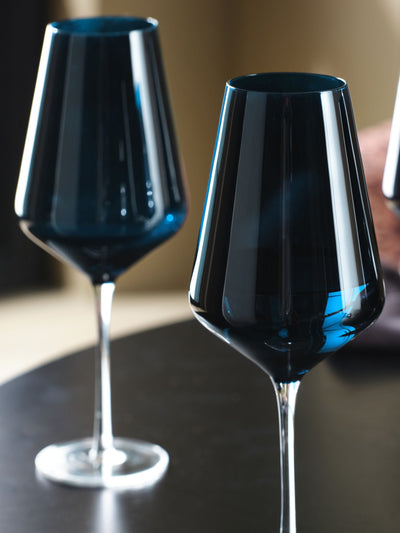 Next Set of 4 Navy Belgravia Crystal Set of 4 Red Wine Glasses- Buy online at McGrocer