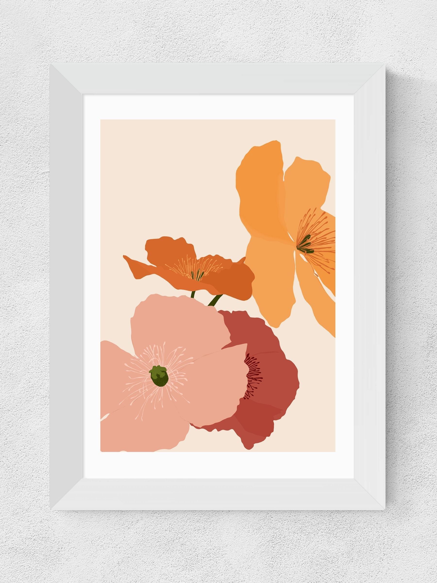 East End Prints White Autumn Wildflowers Framed Art Print