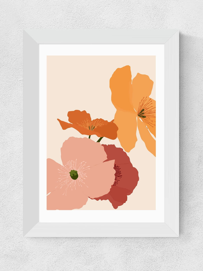 East End Prints White Autumn Wildflowers Framed Art Print