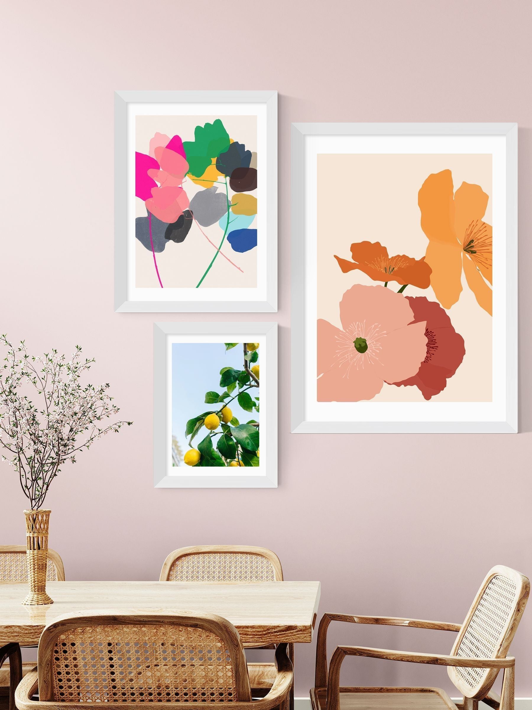 East End Prints White Autumn Wildflowers Framed Art Print