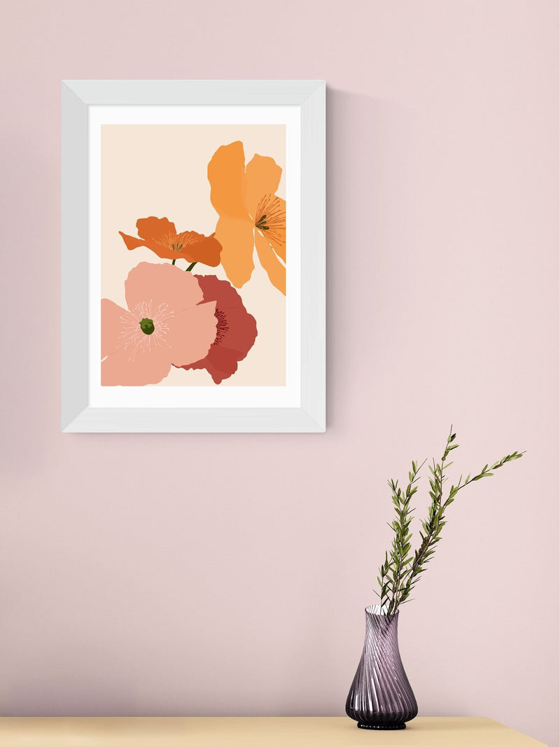 East End Prints White Autumn Wildflowers Framed Art Print