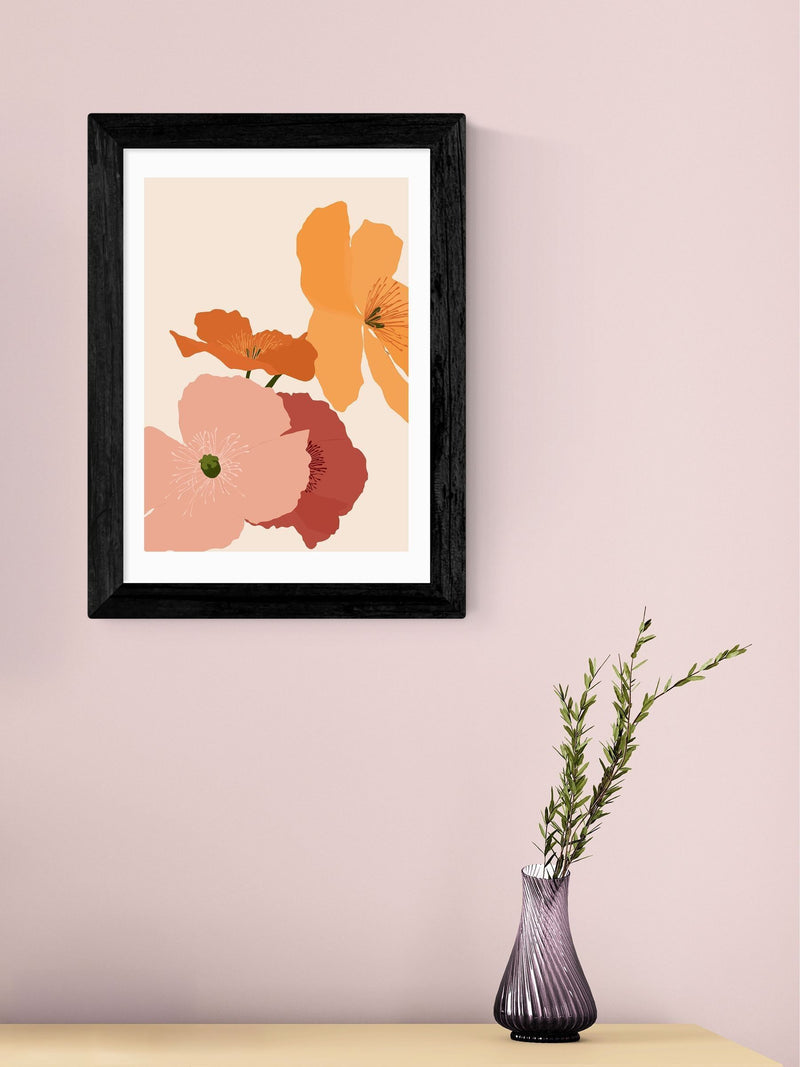 East End Prints black autumn wildflowers framed art print - British product