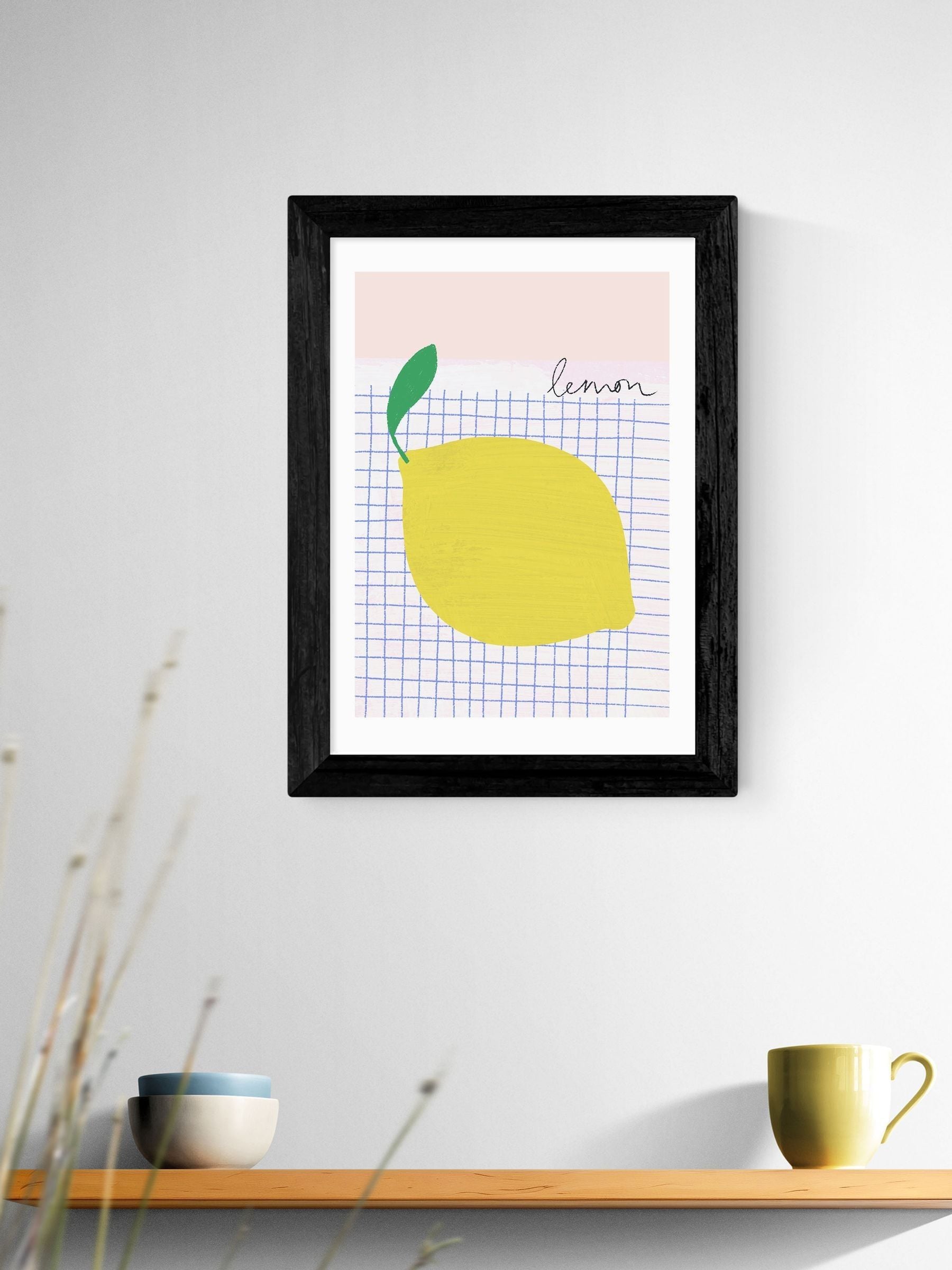 East End Prints black big lemon framed art print, imported from the UK