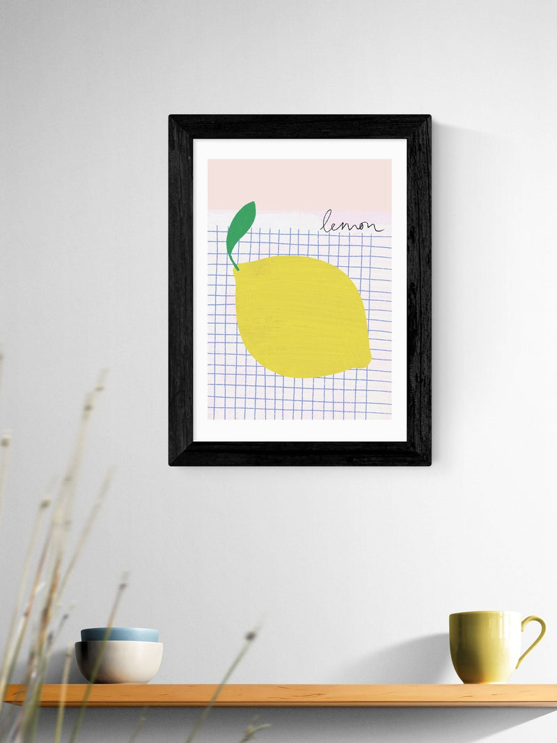 East End Prints black big lemon framed art print, imported from the UK