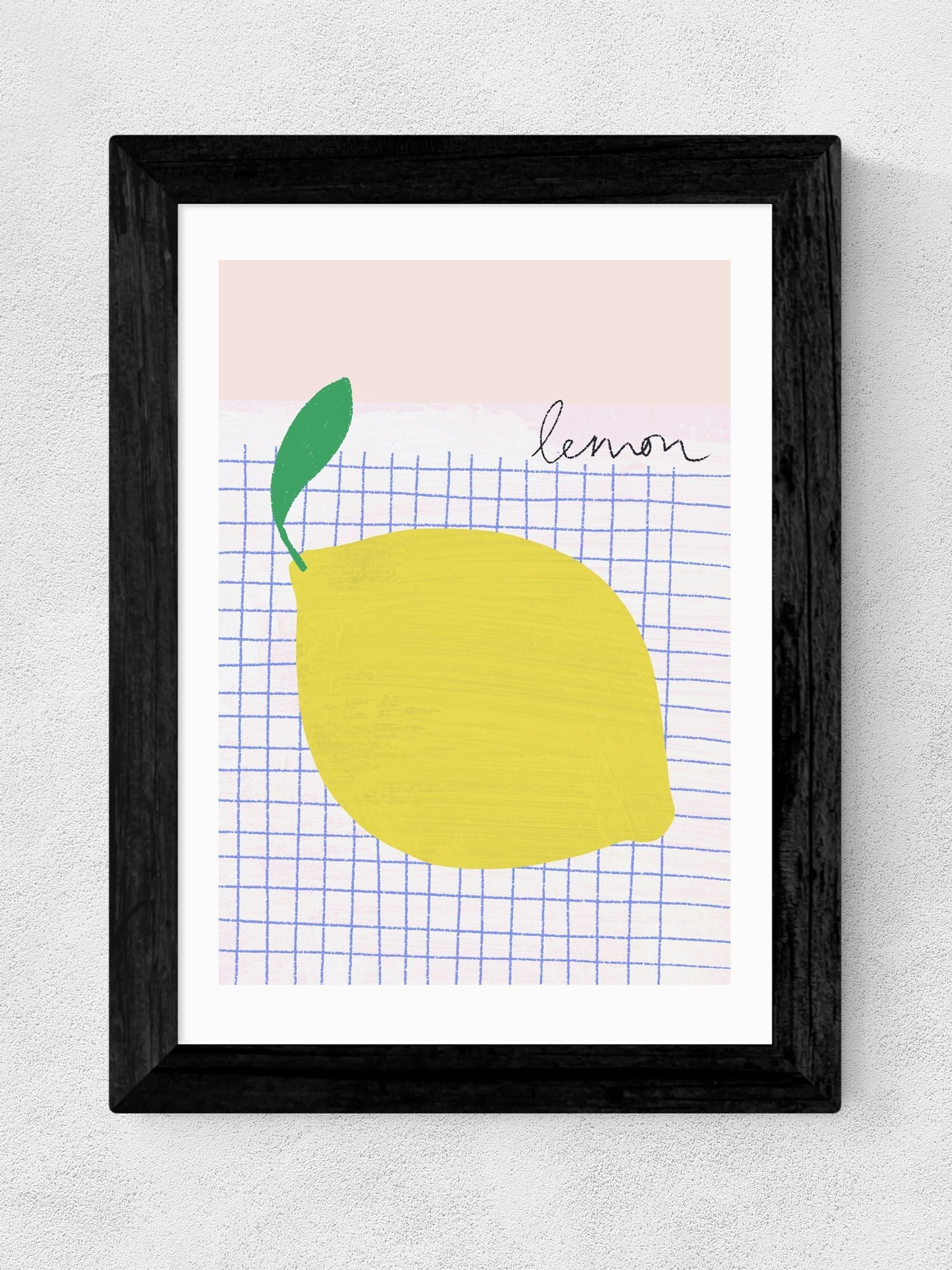 East End Prints black big lemon framed art print, imported from the UK