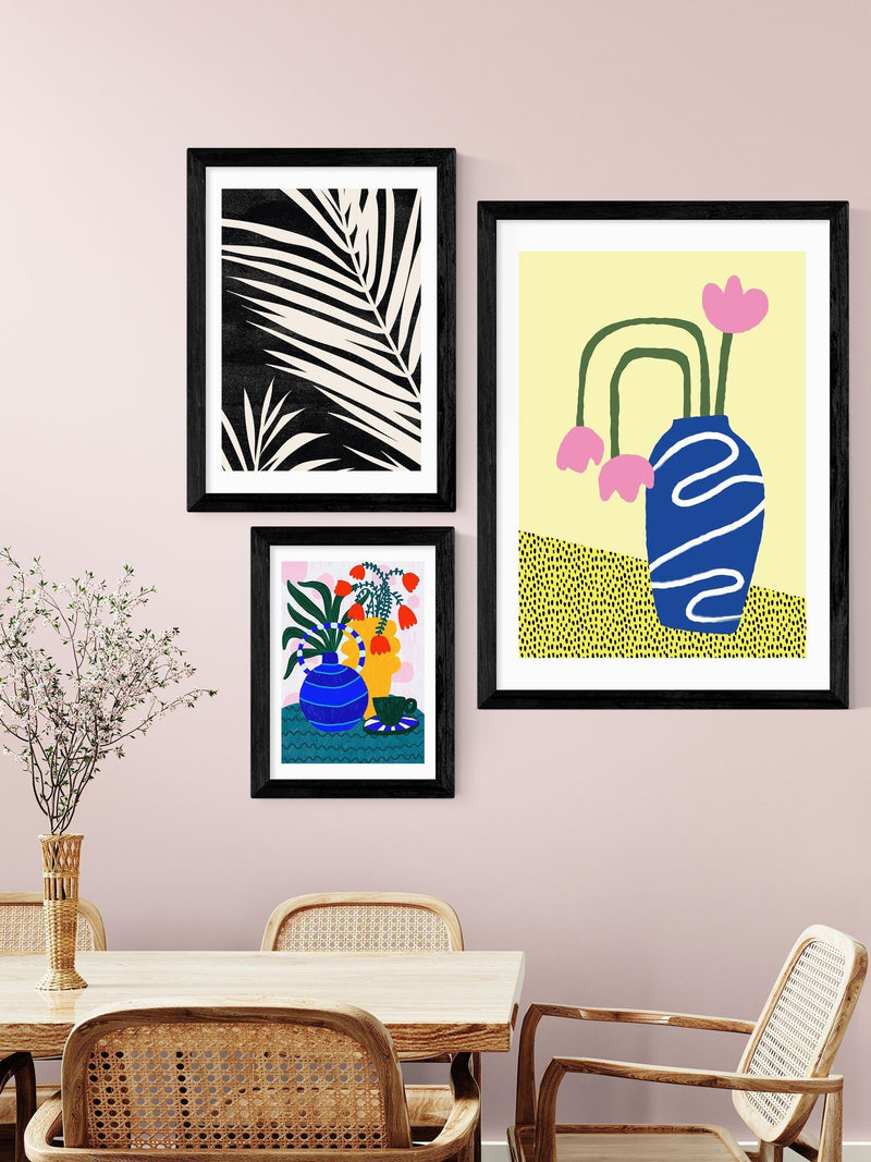 East End Prints white tulips coffee framed art print - British product