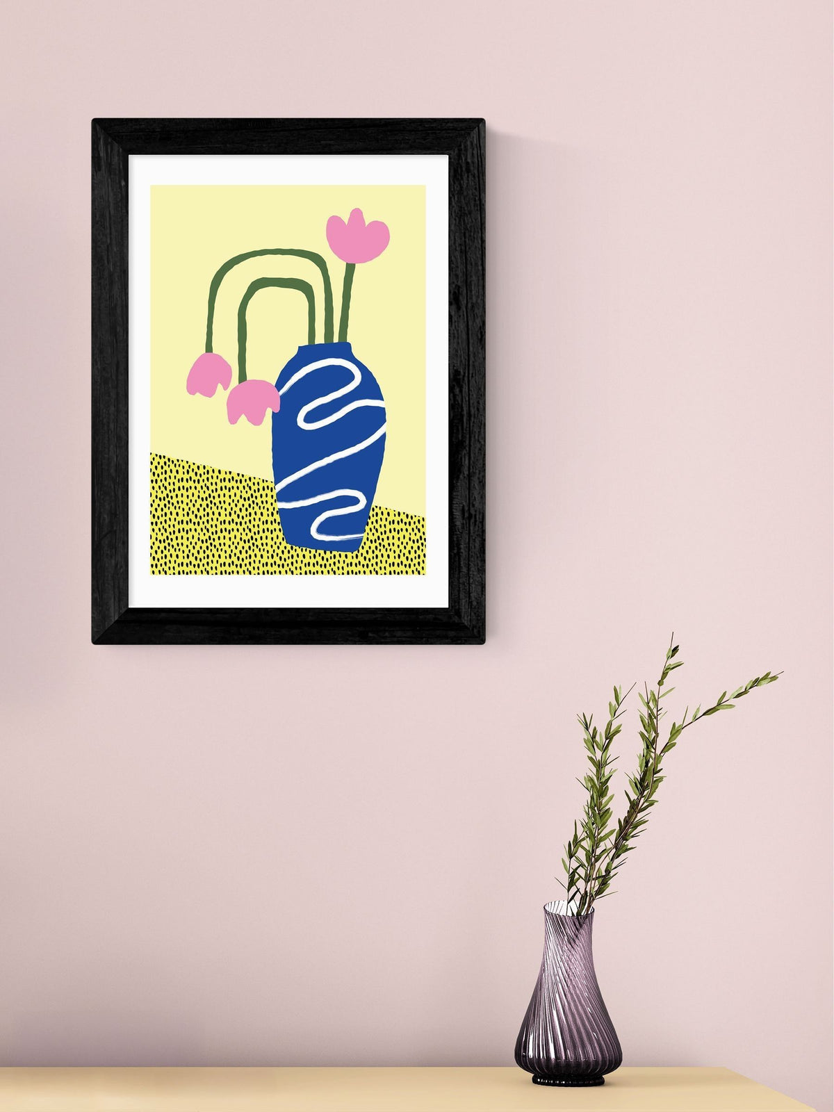 East End Prints Black Wilted Flowers framed art print - British product