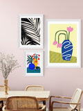 East End Prints white moody palm fronds framed art print - British product
