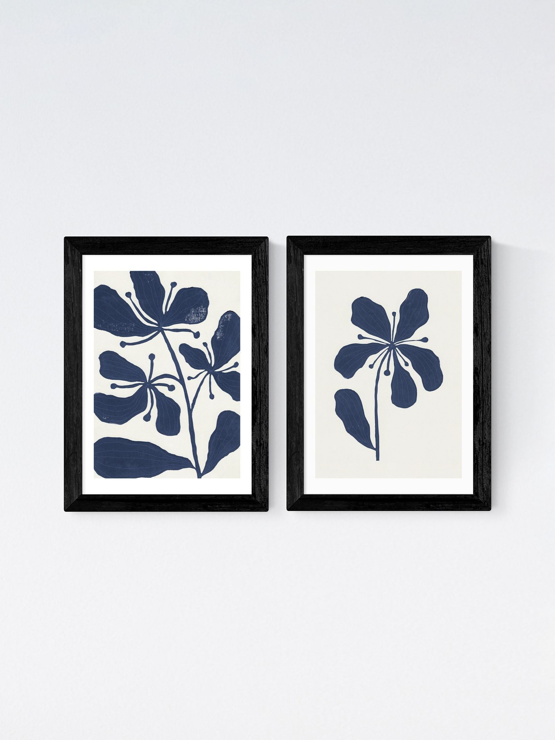 East End Prints black navy floral framed art prints - British product