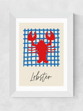 East End Prints white lobster framed art print, imported from the UK