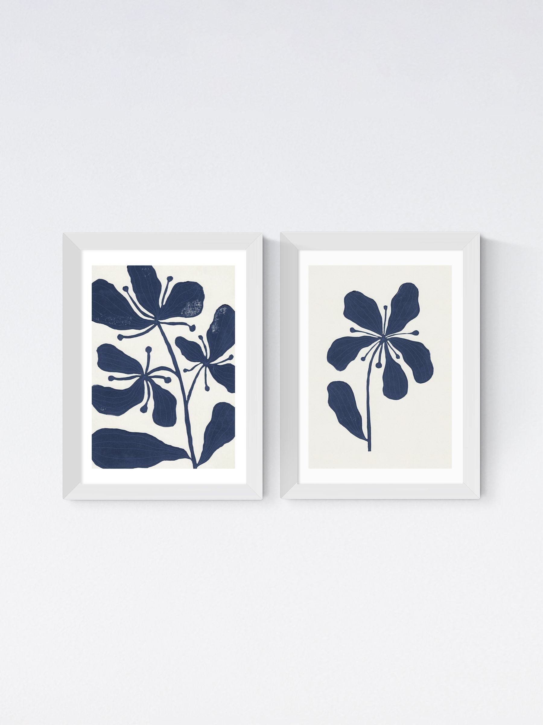 East End Prints white navy floral framed art prints, imported from the UK