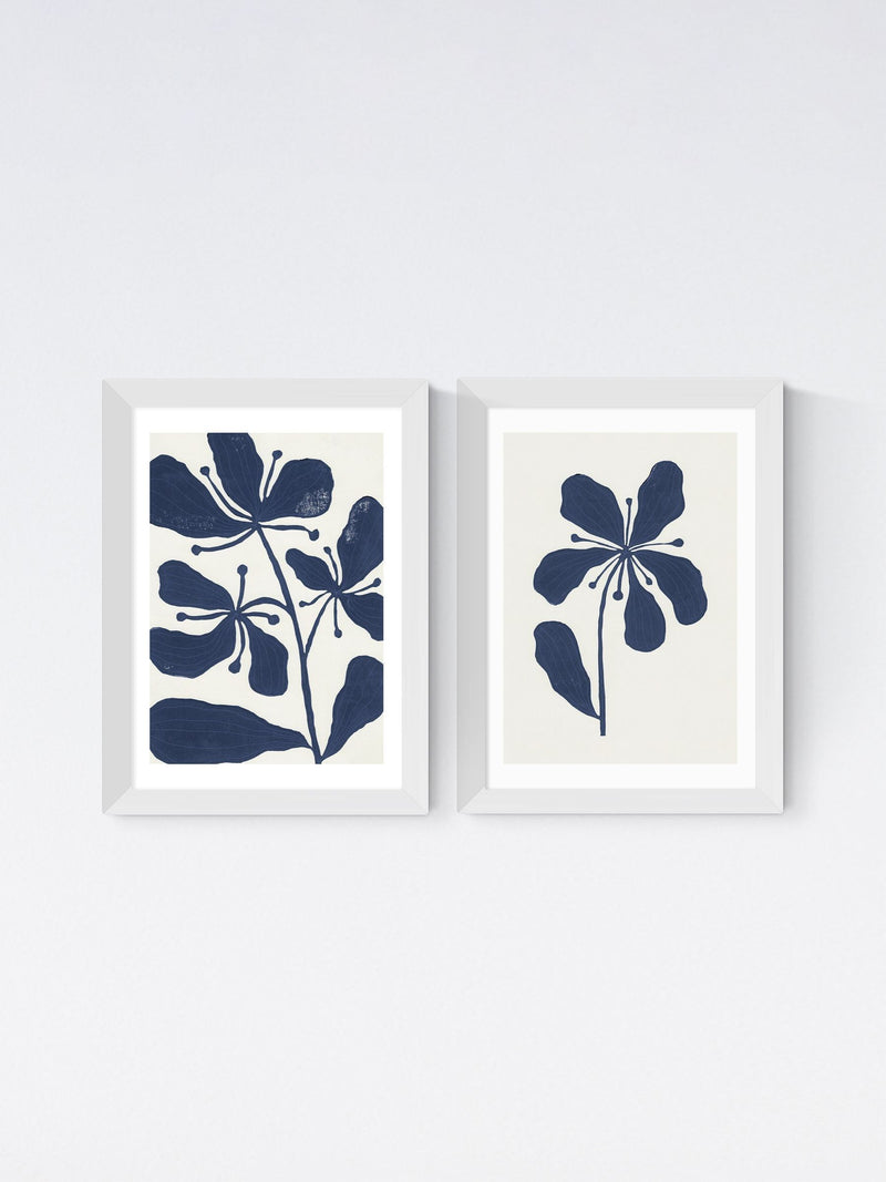 East End Prints white navy floral framed art prints, imported from the UK